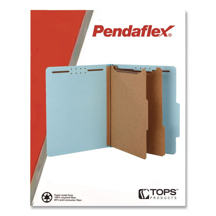 Pressboard Top Tab Classification Folders, 2/5-Cut Tab, Expands 2.5", 2 Dividers, 6 Fasteners, Letter Size, Light Blue, 10/BX
