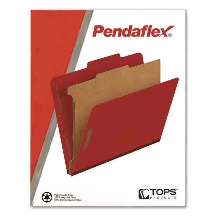 Pressboard Top Tab Classification Folders, 2/5-Cut Tab, Expands 2.5", 2 Dividers, 6 Fasteners, Letter Size, Bright Red, 10/BX
