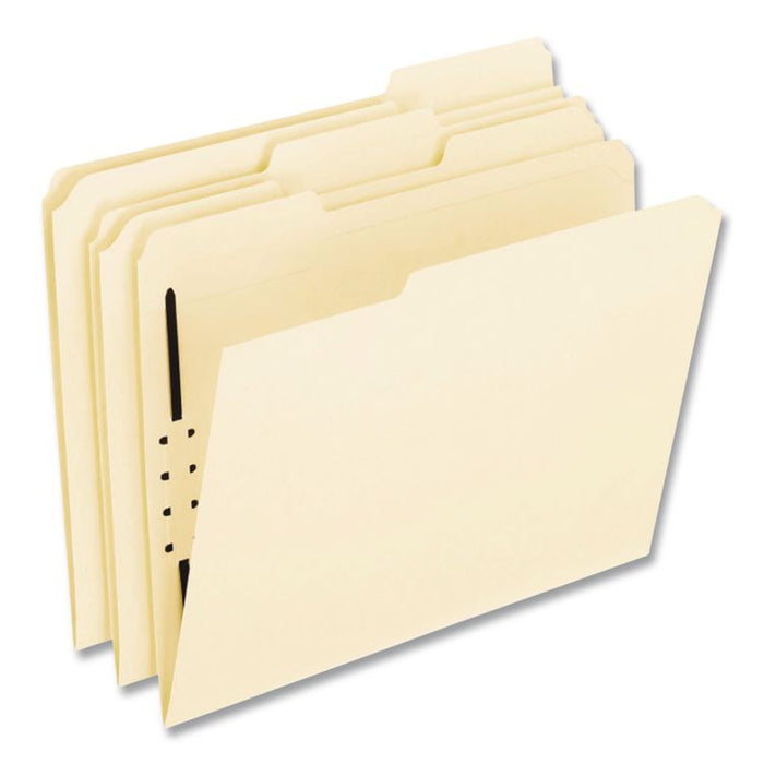 Manila Fastener Folders, 1/3-Cut Tab: Assorted, Expands 0.75", 2 Fasteners, Letter Size, Manila, 50/Box