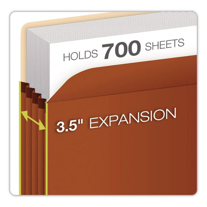 End Tab File Pocket, 3.5" Expansion, Letter Size, Redrope, 10/Box