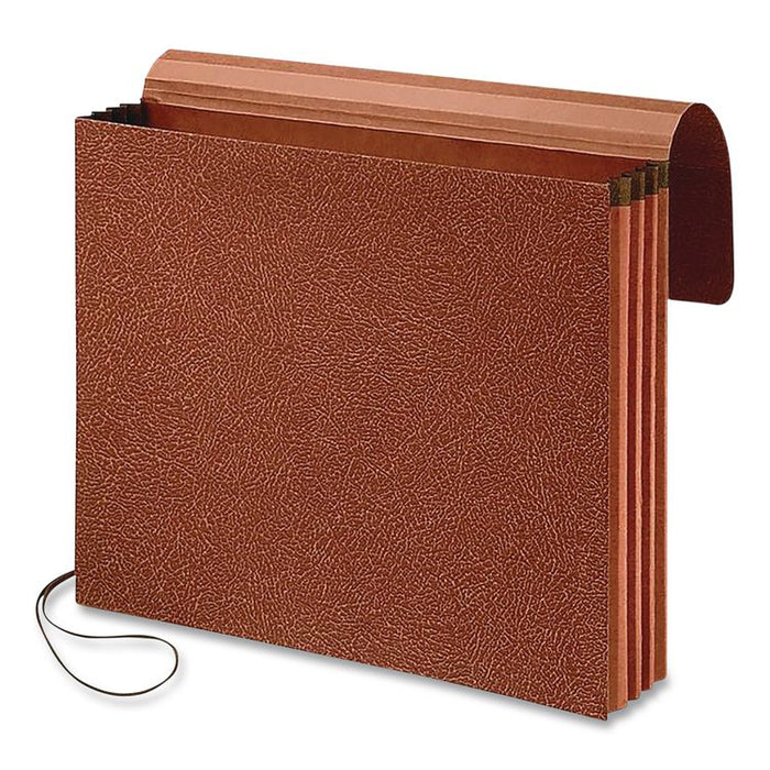 Earthwise by Pendaflex Recycled Expanding Wallet, 5.25" Expansion, 1 Section, Elastic Cord Closure, Legal Size, Redrope