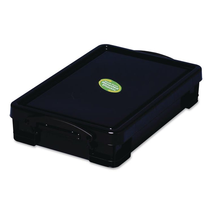 4.23 Qt. Latch Lid Storage Tote, 15.55" x 10.04" x 3.46", Solid Black