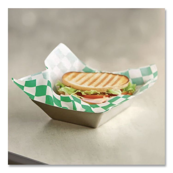 Grease-Resistant Paper Wraps and Liners, 12 x 12, Green Check, 1,000/Box, 5 Boxes/Carton