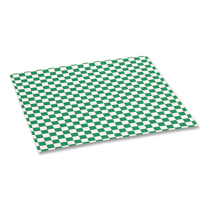 Grease-Resistant Paper Wraps and Liners, 12 x 12, Green Check, 1,000/Box, 5 Boxes/Carton