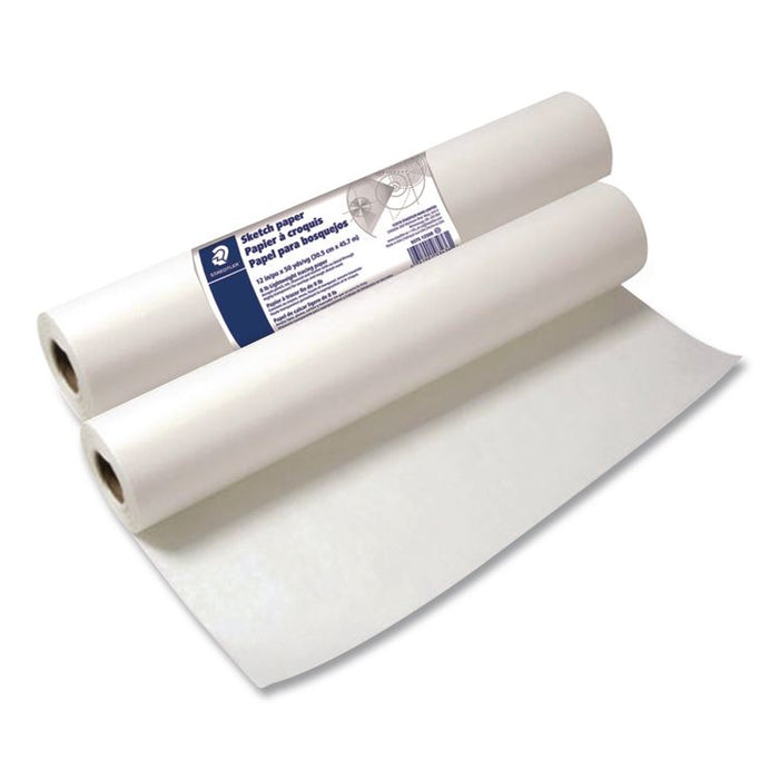 Transparent Sketch Paper Roll, 8 lb Bond Weight, 12" x 50 yd, White