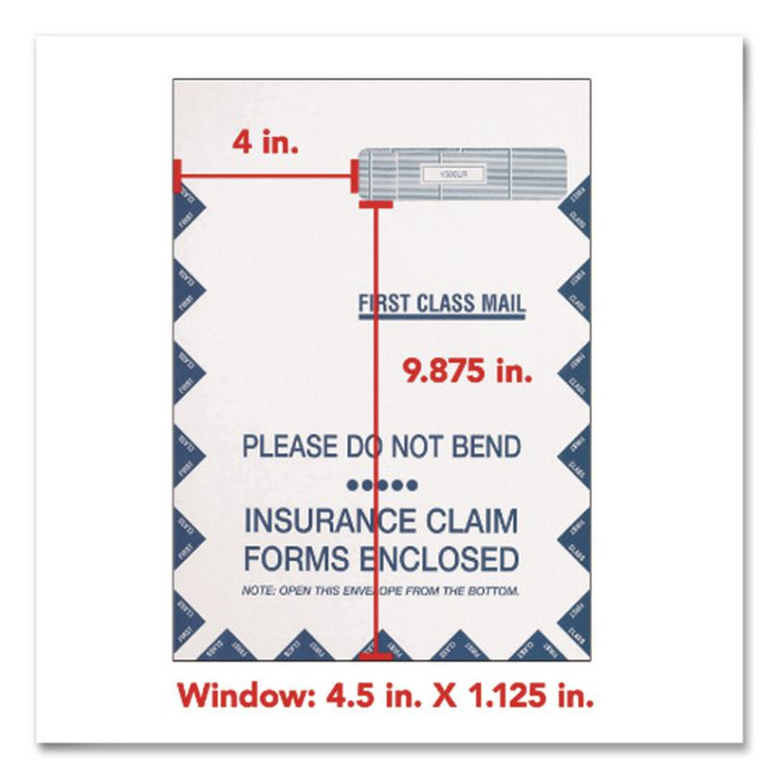 Jumbo CMS-1500 Health Insurance Form Envelopes for 50 Forms, Square Flap, Self-Adhesive Closure, 9 x 12.5, White, 100/Pack