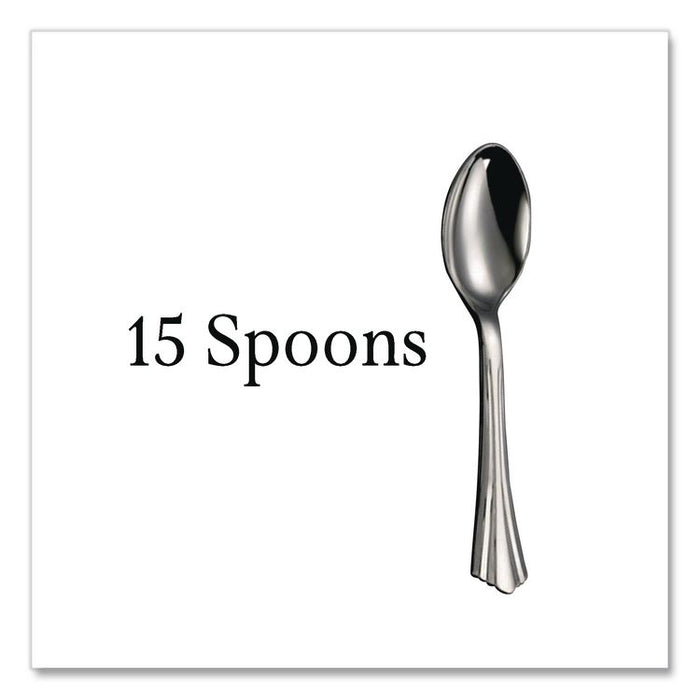 Sterling Assorted Plastic Cutlery, Mediumweight, (20) Forks/(15) Knives/(15) Spoons, Plastic, Silver, 50/Pack