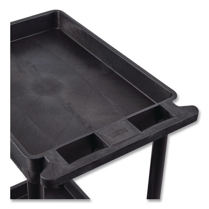 ENDURA Three-Shelf Utility Cart, Plastic, 300 lb Capacity, 26.5" x 18.5" x 39.25", Black