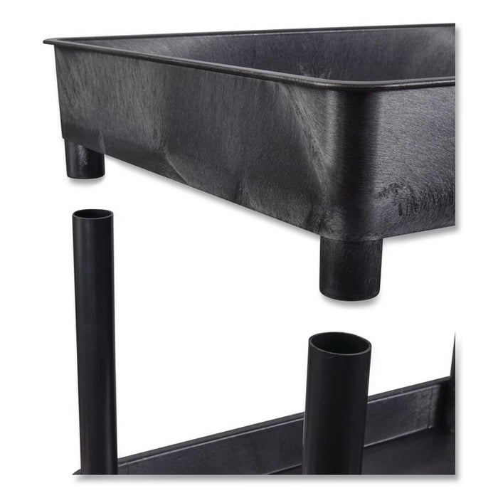ENDURA Two-Shelf Utility Cart, Plastic, 300 lb Capacity, 26.5" x 18.5" x 37.5", Black