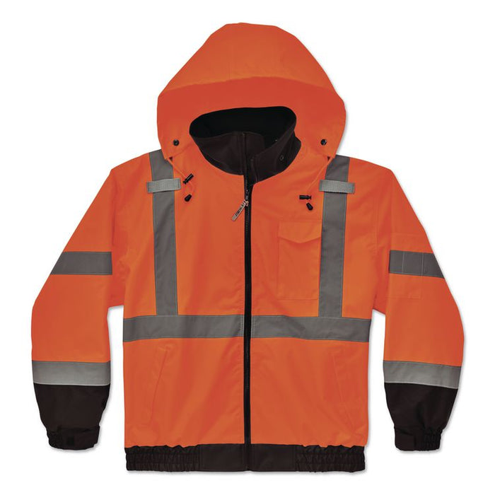 GloWear 8379 Class 3 Hi-Vis Fleece Lined Bomber Jacket, X-Small, Orange