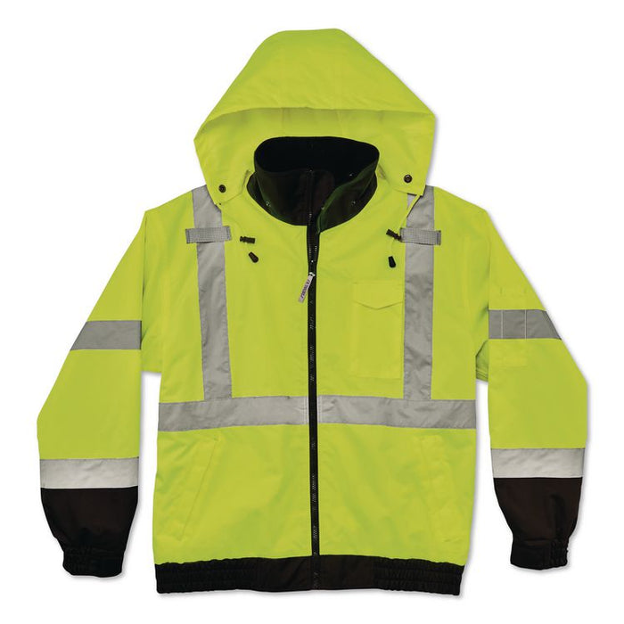 GloWear 8379 Class 3 Hi-Vis Fleece Lined Bomber Jacket, X-Small, Lime