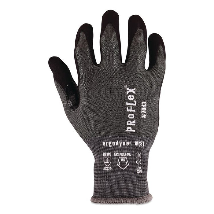 ProFlex 7043 ANSI A4 Nitrile Coated CR Gloves, EN388: 4X42D, 7.5" Long, 3X-Large (12), Gray, Pair