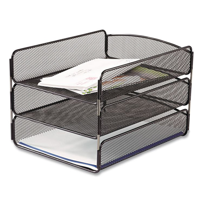 Onyx Desk Tray, 3 Sections, Letter Size Files, 9.25" x 11.75" x 8", Black