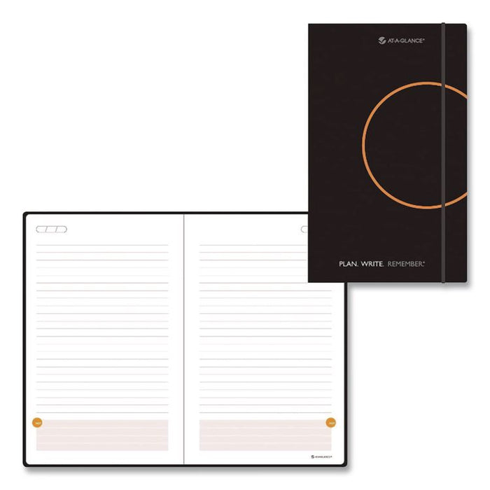 Plan. Write. Remember. Planning Notebook with Reference Calendar, 5.63 x 3.56, Black/Gold-Circle Cover, Undated