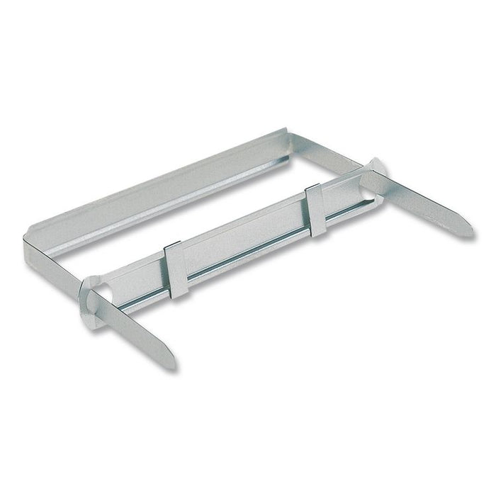 Standard Two-Piece Two-Prong Paper Fastener Base and Compressor Sets, 3.5" Capacity, 8.5" Center to Center, Silver, 50/Box