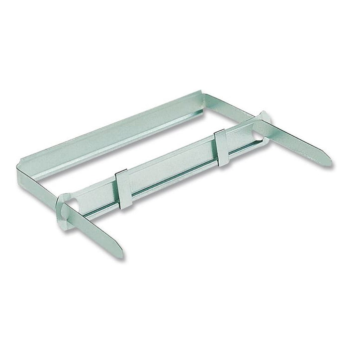 Premium Two-Piece Two-Prong Paper Fastener Base and Compressor Sets, 3.5" Capacity, 4.25" Center to Center, Silver, 50/Box
