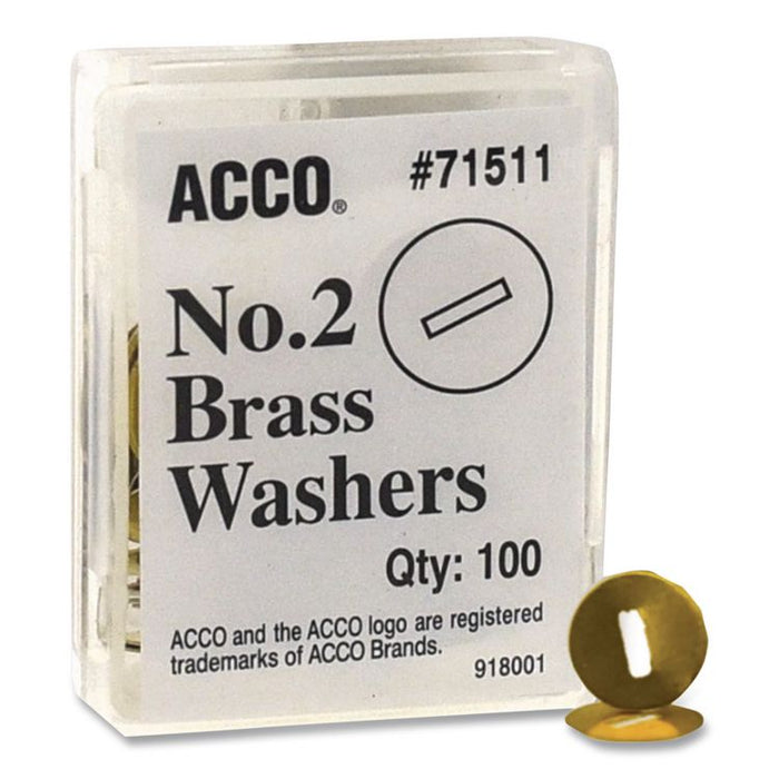 #2 Washers for Two-Prong Fasteners, 1.25" Diameter, Brass, 100/Box