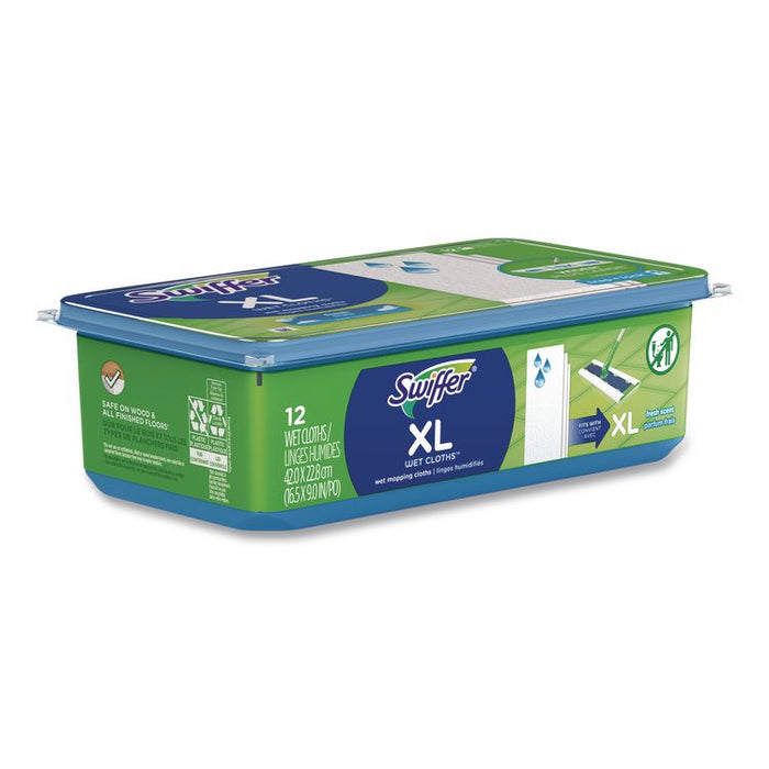 Max/XL Wet Refill Cloths, 9 x 16.5, Fresh Scent, White, 12/Tub