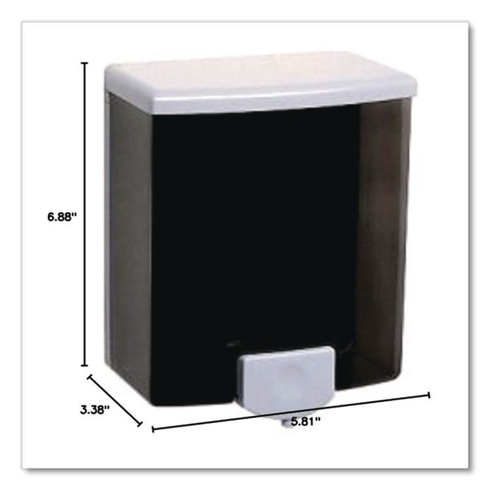 Surface-Mount Manual Liquid Soap Dispenser, 5.81 x 3.8 x 6.88, Black