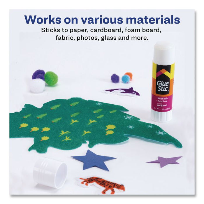 Permanent Glue Stic, 1.27 oz, Applies White, Dries Clear, 6/Pack, 12 Packs/Carton