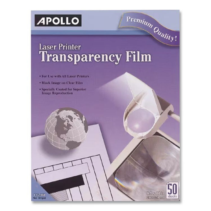 Laser Transparency Film, 8.5 x 11, Black on Clear, 50/Box