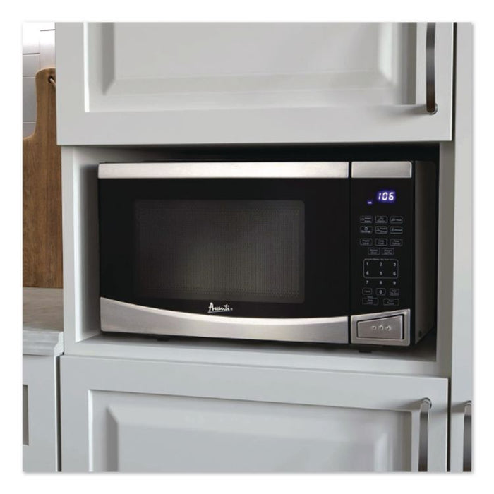 0.9 cu ft Stainless Steel Countertop Microwave, 900 W, Stainless Steel/Black