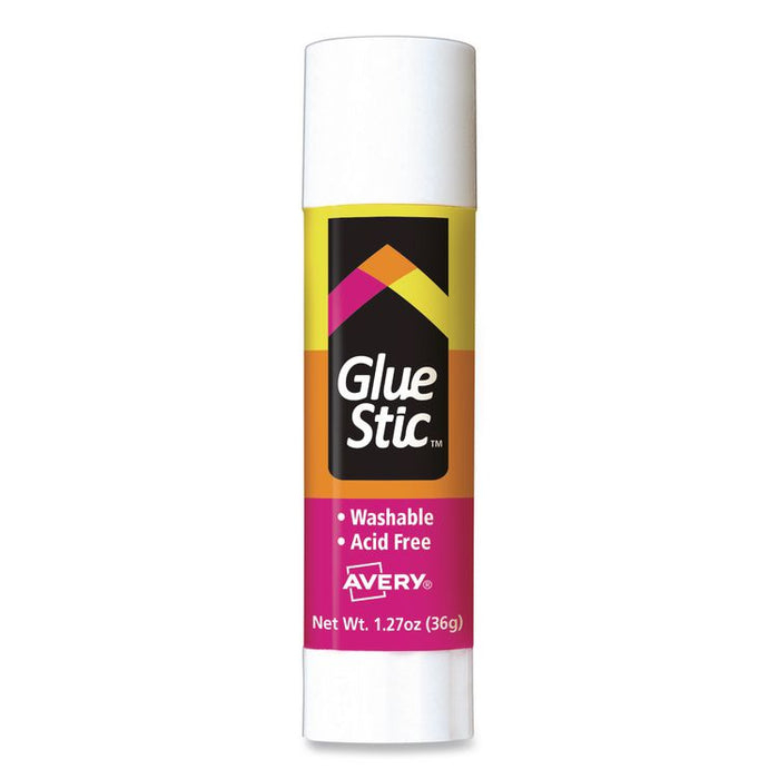 Permanent Glue Stic, 1.27 oz, Applies White, Dries Clear, 6/Pack, 12 Packs/Carton