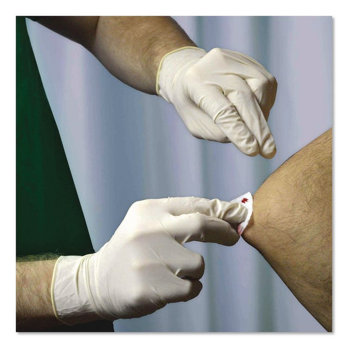 Latex Exam Gloves, Powder-Free, Medium, 4 mil (Palm), 5 mil (Fingers), Ivory, 100/Box