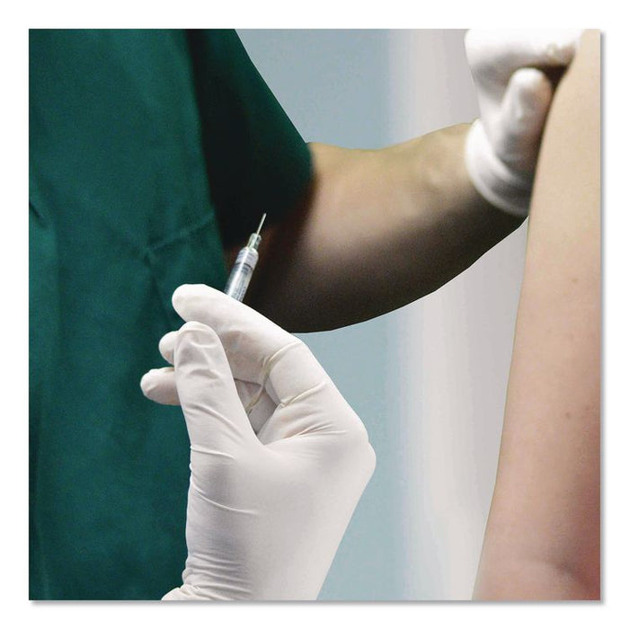 Latex Exam Gloves, Powder-Free, Large, 4 mil (Palm), 5 mil (Fingers), Ivory, 100/Box