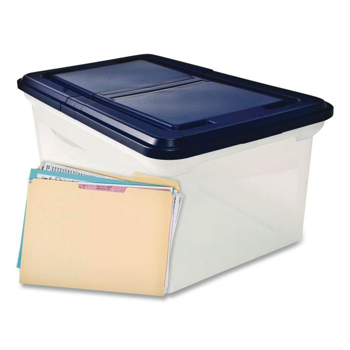 Extra-Capacity 28" File Tote, Letter Files, 23.25" x 14.25" x 10.63", Clear/Navy
