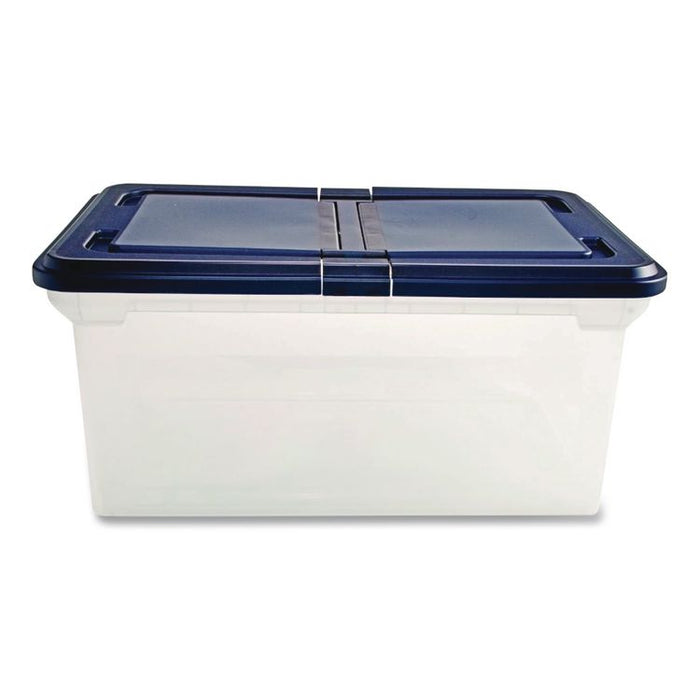 Extra-Capacity 28" File Tote, Letter Files, 23.25" x 14.25" x 10.63", Clear/Navy