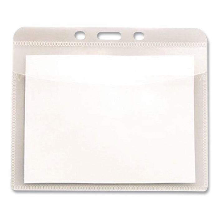 PVC-Free Badge Holders, Horizontal, Clear 4.5" x 4" Holder, 4.13" x 3.25" Insert, 50/Pack