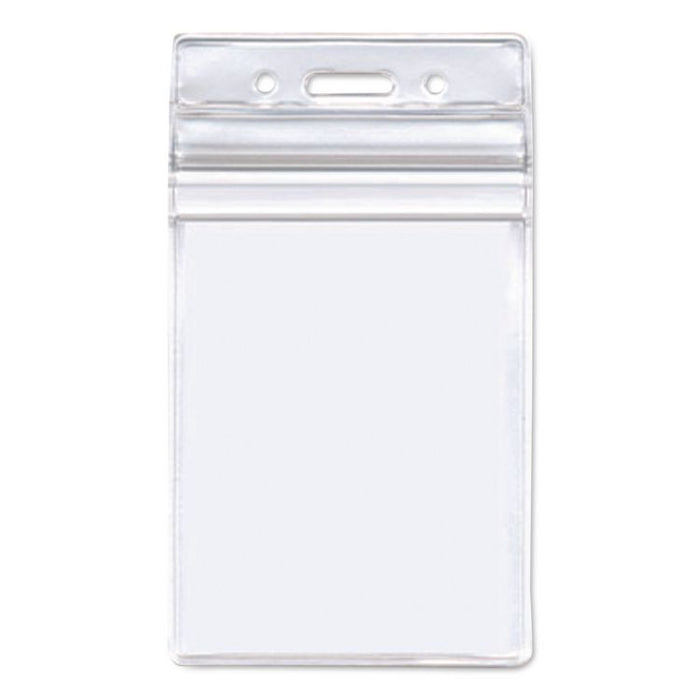 Resealable Badge Holders Combo Pack, 36" Lanyard, Vertical, Transparent Frost 3.68" x 5" Holder, 2.38" x 3.75" Insert, 20/PK