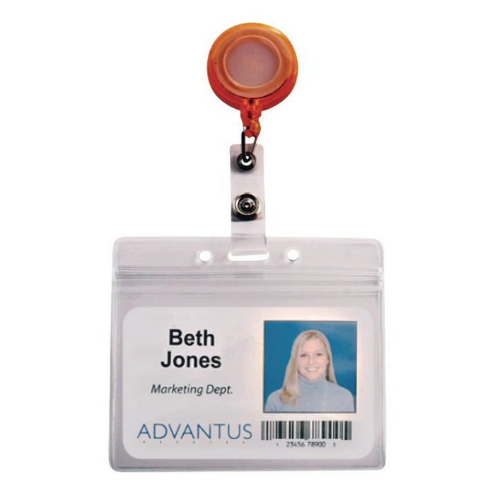 Deluxe Retractable ID Card Reel, 30" Extension, Assorted Colors, 20/Pack