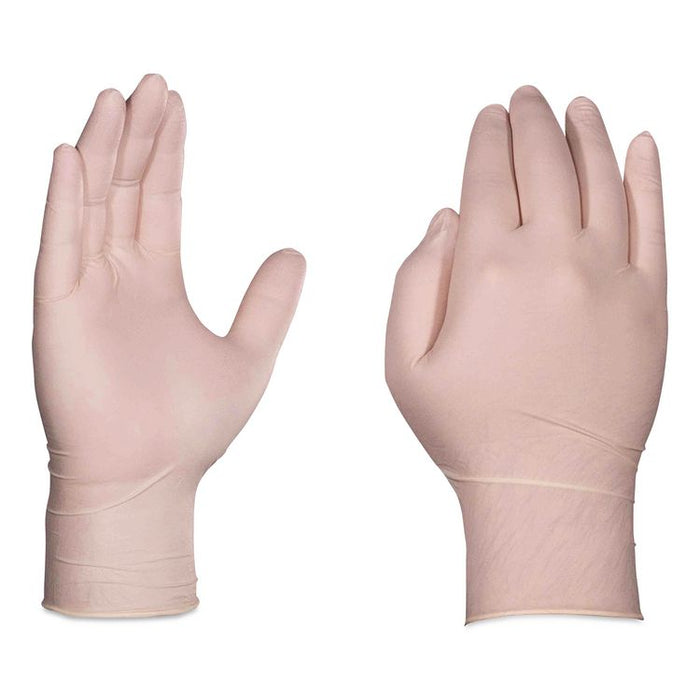 Latex Exam Gloves, Powder-Free, Small, 4 mil (Palm), 5 mil (Fingers), Ivory, 100/Box