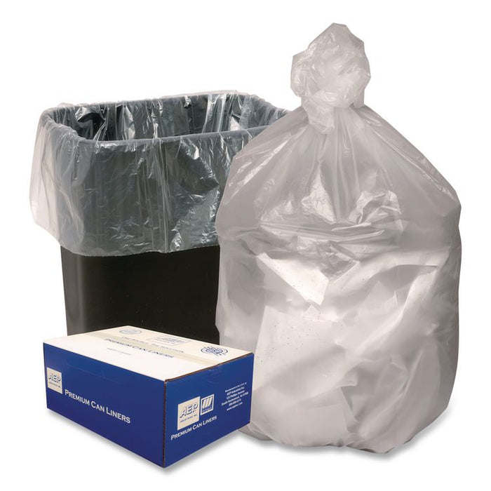 Can Liners, 45 gal, 12 mic, 40" x 48", Natural, 25 Bags/Roll, 10 Rolls/Carton
