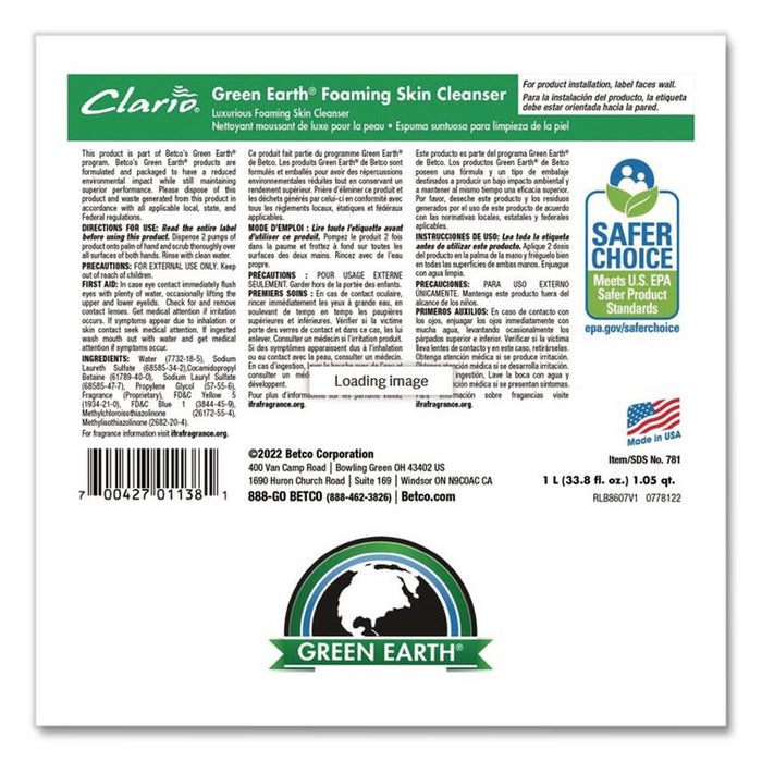 Green Earth Lotion Skin Cleanser Refill, Fresh Meadow Scent, 1,000 mL, 6/Carton