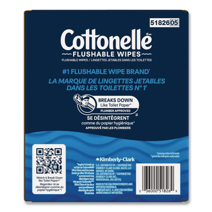 Flushable Wet Wipes, Flip-Top Pack, 5 x 7.25, White, 42 Sheets/Pack, 8 Packs/Carton