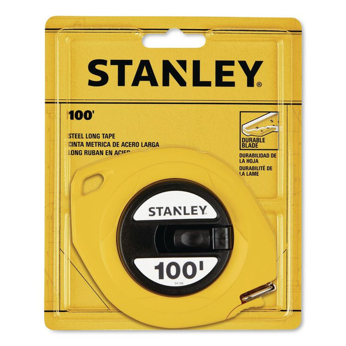 Long Tape Measure, 1/8" Graduations, 100 ft, Yellow