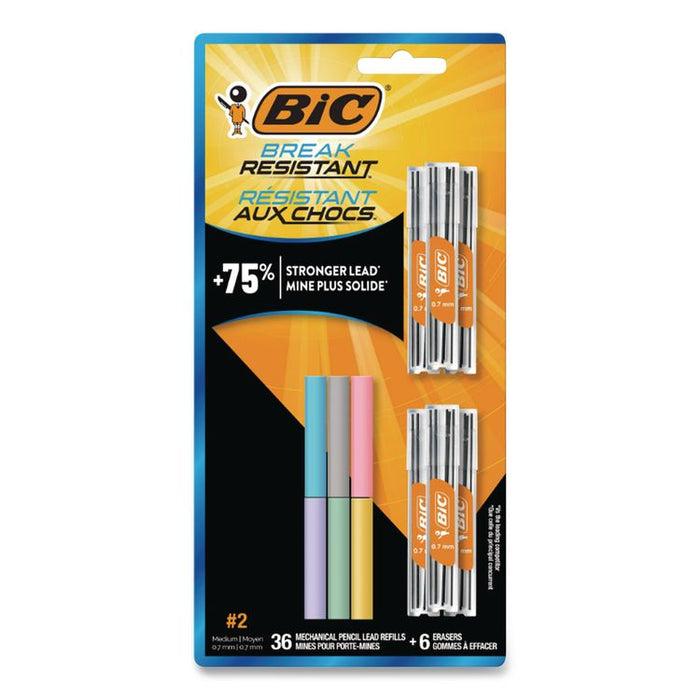 Break Resistant Lead Refills, 0.7 mm, HB, Black, 6 Leads/Tube, 6 Tubes/Pack