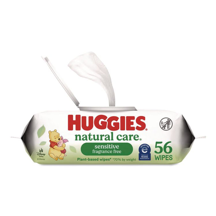 Natural Care Sensitive Baby Wipes, 1-Ply, 3.88 x 6.6, Unscented, White, 56/Pack, 8 Packs/Carton