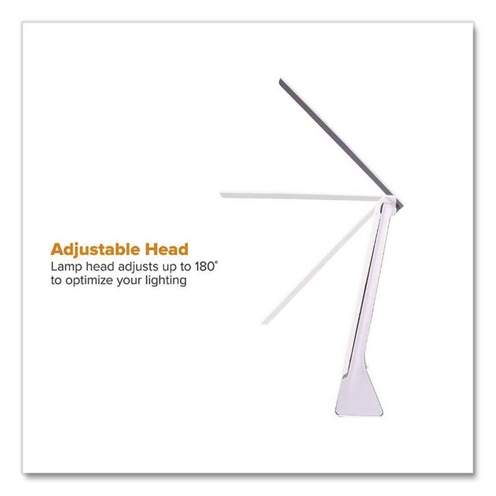 Konnect Rechargeable Folding LED Desk Lamp, 2.52w x 2.13d x 11.02h, Gray/White