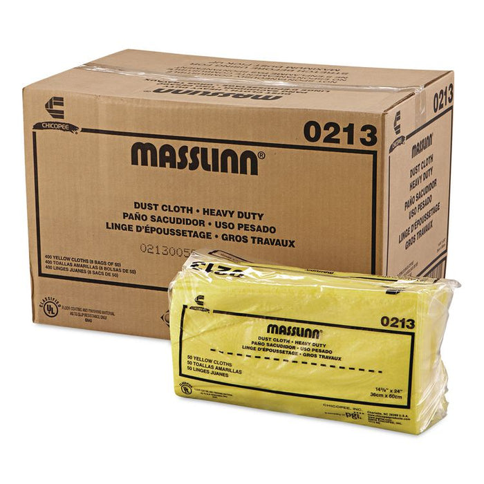 Masslinn Dust Cloths, 1-Ply, 16 x 24, Unscented, Yellow, 50/Pack, 8 Packs/Carton