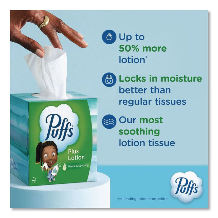 Plus Lotion Facial Tissue, 2-Ply, White, 124 Sheets/Box, 3 Box/Pack, 8 Packs/Carton