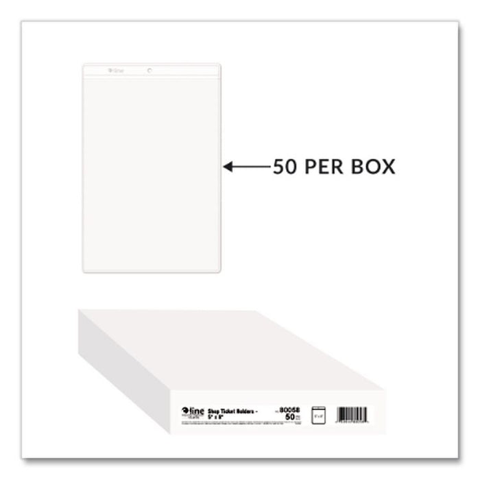 Clear Vinyl Shop Ticket Holders, Super Heavy-Duty, Top Load 5 x 8 Insert, Clear Front, 50/Box