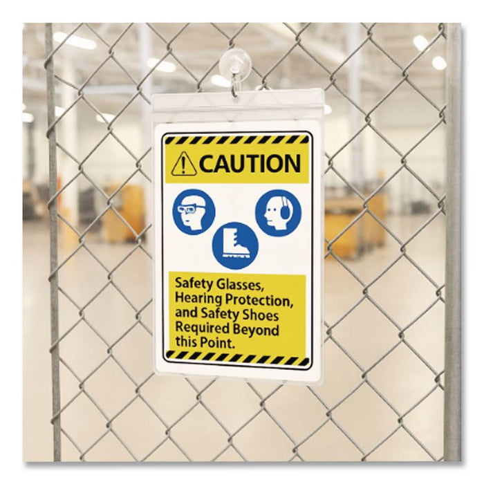 Clear Vinyl Shop Ticket Holders, Super Heavy-Duty, Top Load 5 x 8 Insert, Clear Front, 50/Box