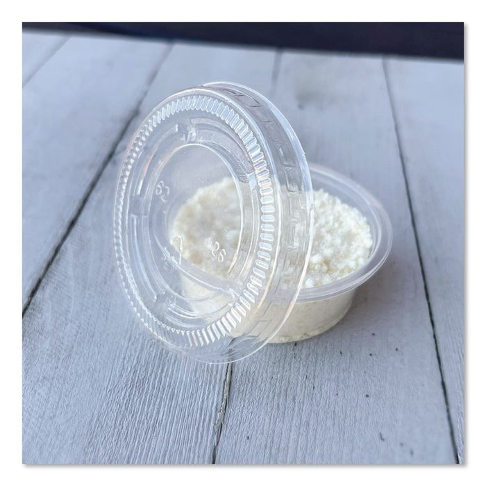 Portion Cups with Lids, 2 oz, Clear, 100/Pack, 25 Packs/Carton