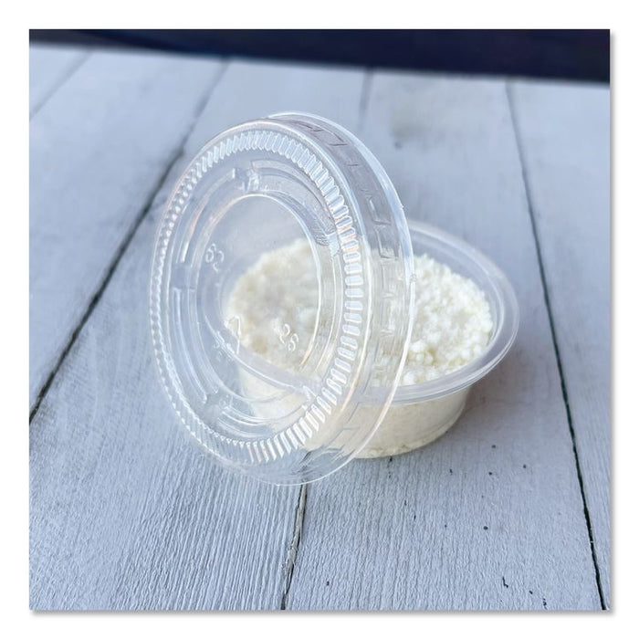 Portion Cup Lids, Fits 1.5 oz to 2 oz Portion Cups, Clear, 100/Pack, 25 Packs/Carton