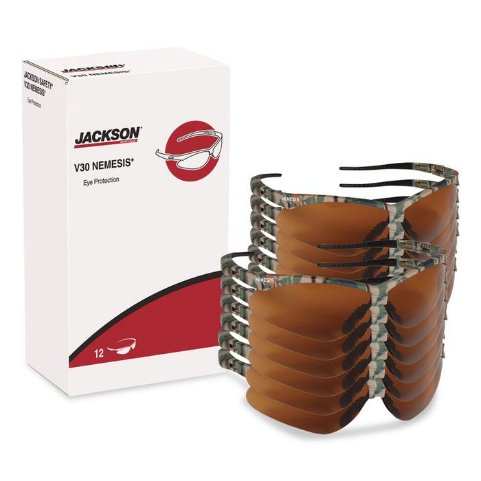 Nemesis Safety Glasses, Camo Half Frame, Bronze Dual Lens