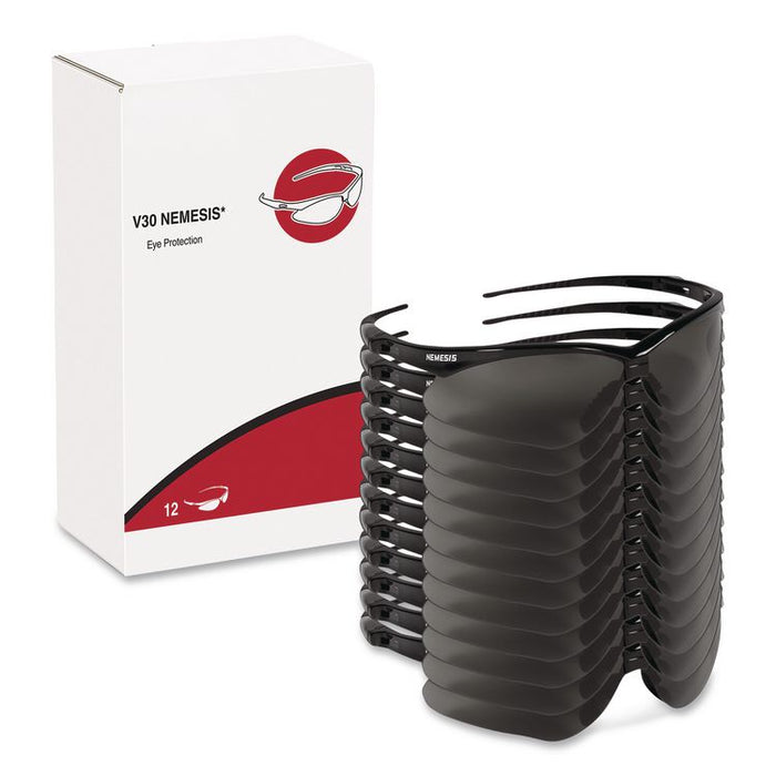 Nemesis Safety Glasses, Black Half Frame, Smoke Dual Lens